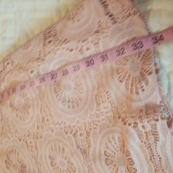 Mystic | Peach Lace Bodycon Dress With  Plunging V Back - Picture 6 of 7